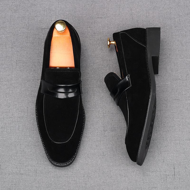 

Британский джентльмен Заостренные замшевые кожаные деловые туфли-лоферы для мужчин Дизайнерские пенни-лоферы Обувь для выпускного вечера Свадебное платье 44
