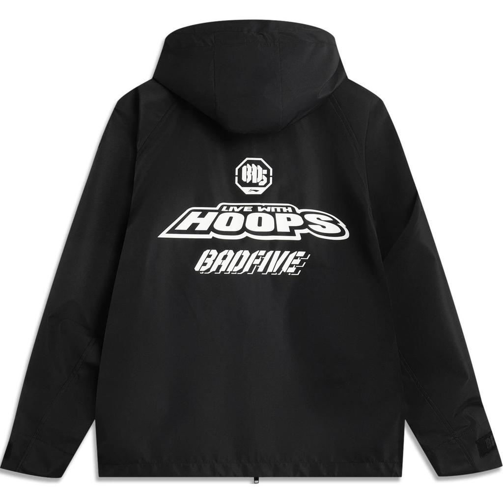 Li Ning Anti-Five Series Basketball Letter Zipper Hooded Comfortable Breathable Cardigan Sports Windbreaker Men outerwear Black AFDUA75-1