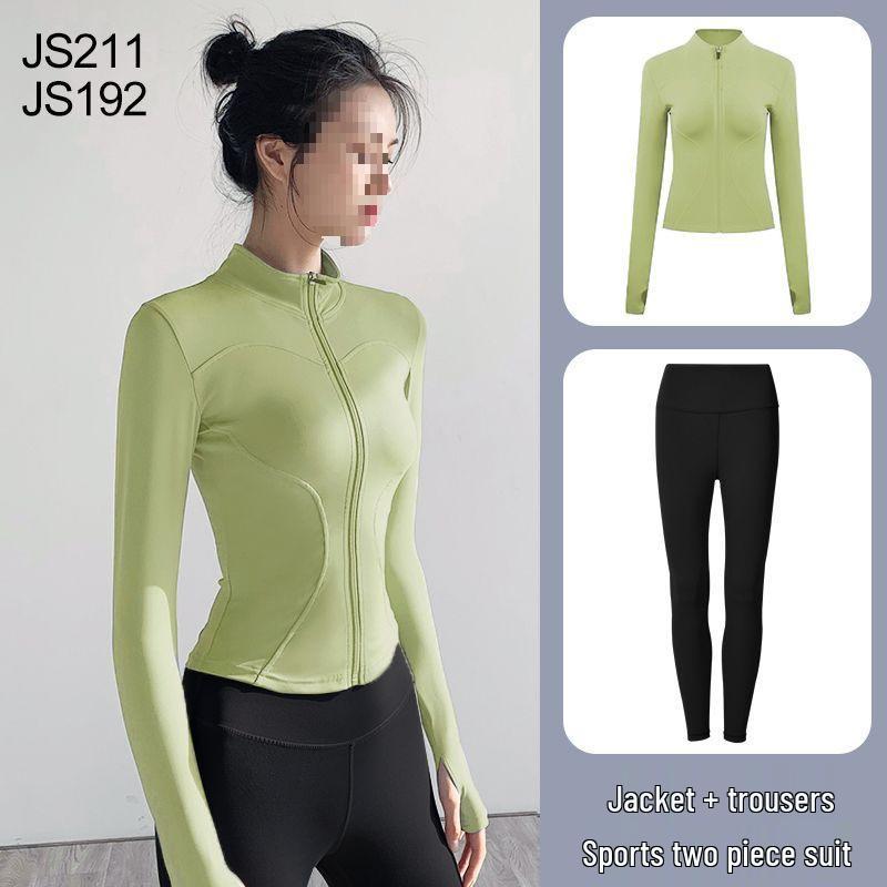 Women's Quick-Dry Yoga Suit: Stand Collar Jacket & Long Sleeve Top for Running & Pilates