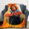 1pc Chucky Blanket with Custom Name, Gift, for Men and Women, Soft Blanket, Good for Sofa Bed Couch Travel, Lightweight Flannel Blanket