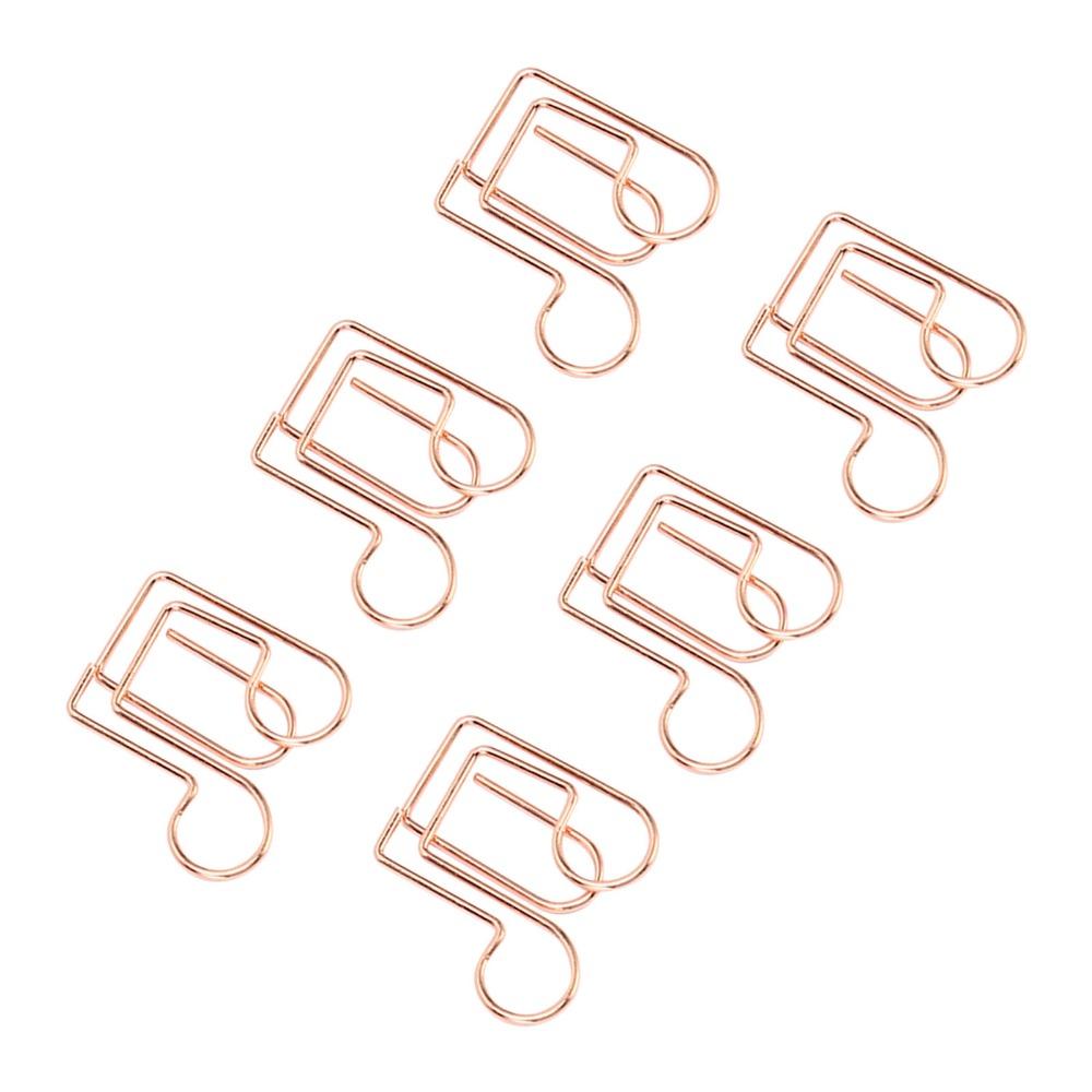Music Note Shape Paper Clips Rose Gold Electroplating Metal Small Paper Clips Decorative Rustproof Cute Paper Clips