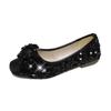 Women's Fashion Mary Jane Shoes Fall New Square Head Light Cut Sequin Butterfly-knot Soft Soled Flats