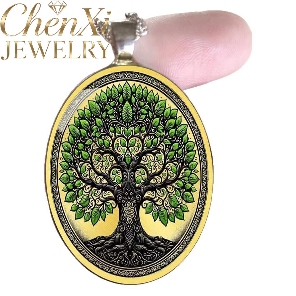 High-End Bohemian Style Large Tree Oval Glass Alloy Pendant Luxury Quality Fashion Fine Jewelry Exquisite Elegant Charms Popular