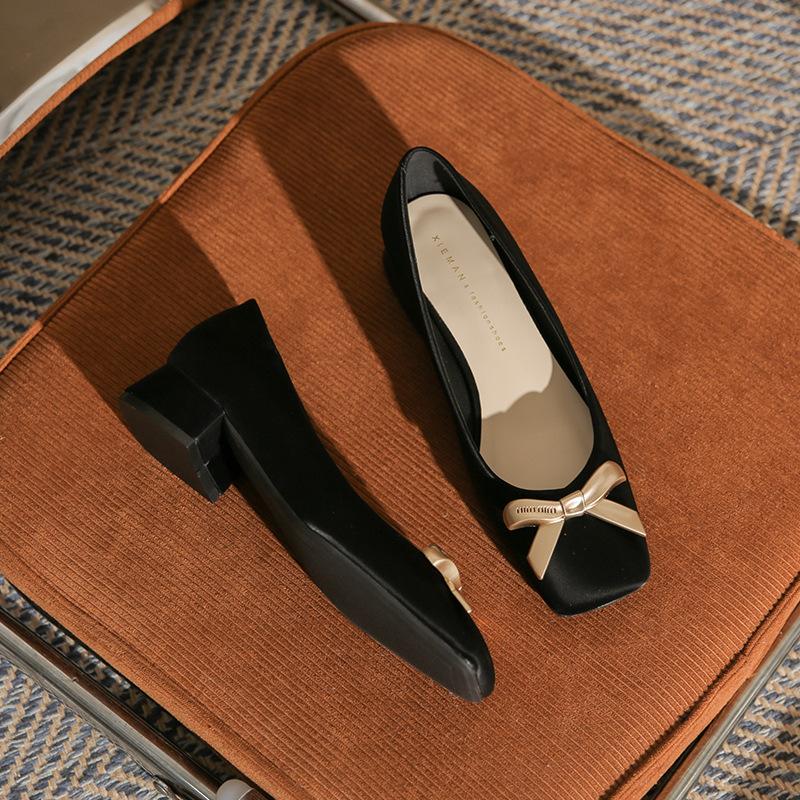 

Туфли женские повседневные на толстом каблуке с квадратным носком, темпераментные, с бантом, на высоком каблуке, универсальные, на среднем каблуке, удобные 40