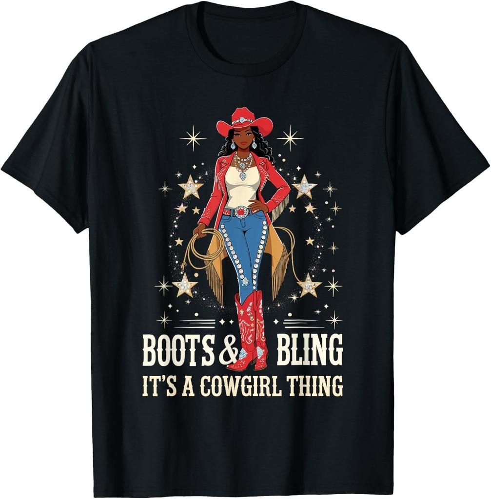 Boots and Bling It's Cowgirl Thing Western Country Melanin 4 T-Shirt