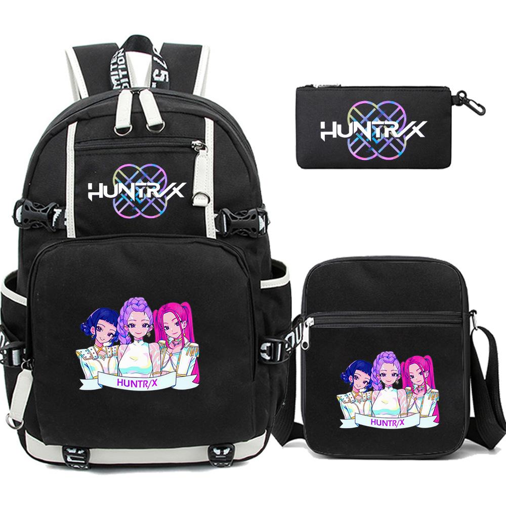 3 Stück/Set Neuer Cartoon Kpop Bedruckter Rucksack mit Federmäppchen Umhängetasche für Teenager Mädchen Junge Schultasche Große Kapazität Wasserdicht Reisetasche Kindergeschenk
