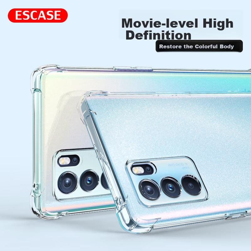 ESCARE OPPO Reno6 Pro Phone Case, Xiaomi Full Coverage TPU Airbag Shockproof Case (With Lanyard Hole), ES-Ip9 Series, Transparent White Versio