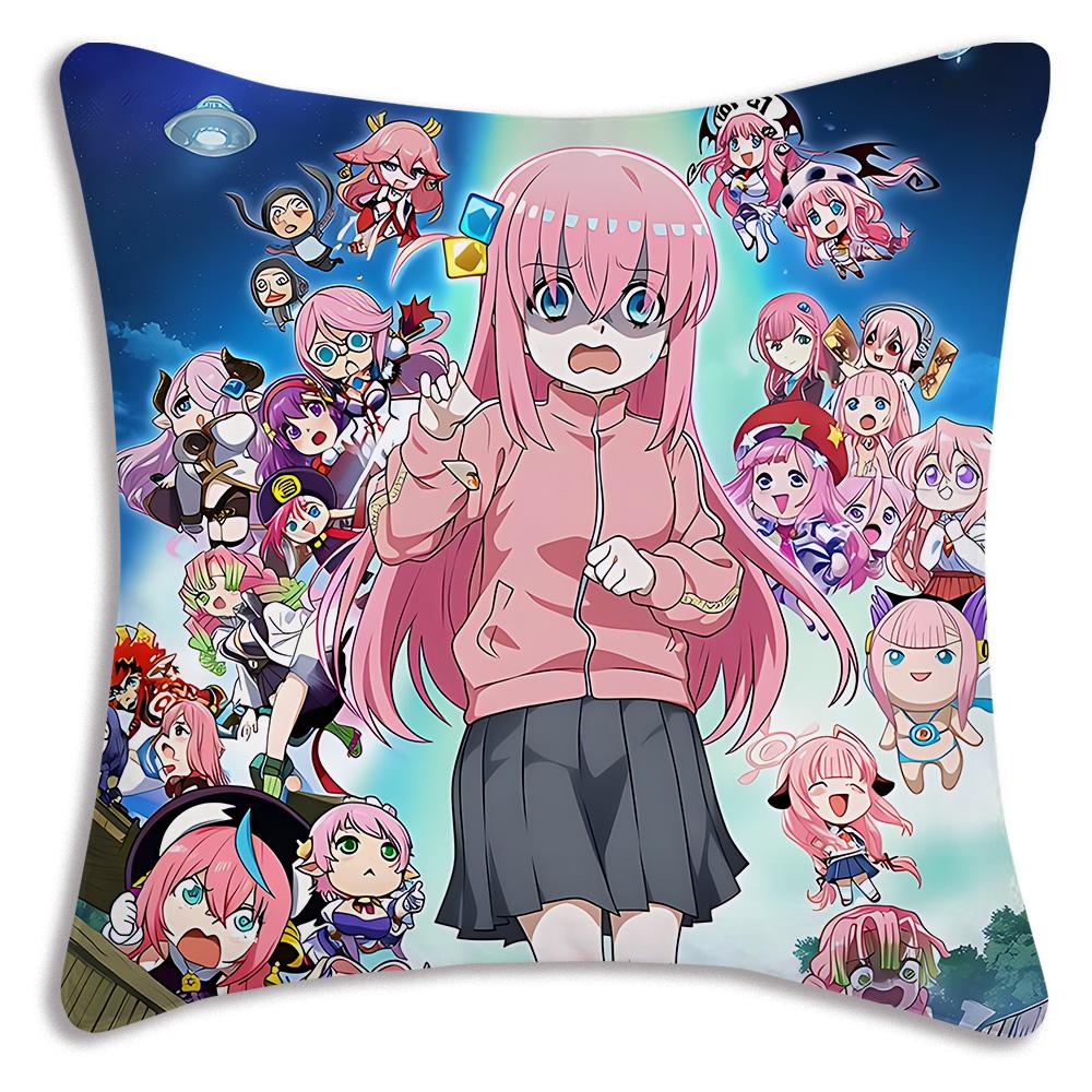 Anime B-Bocchi the Rocks Pillow Covers Cartoon Sofa Decorative Home Double-sided Printing Short Plush Cute Cushion Cover