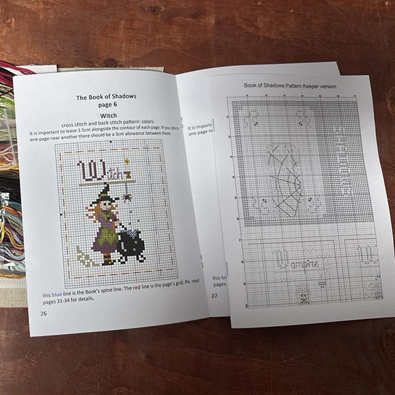 Book Of Shadows Halloween Stitch Along Kit Materiál Balení Gothic Crossing Stitched Book Halloweenská vyšívací sada pro dospělé