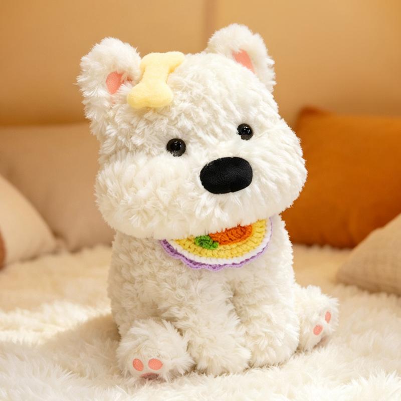 Kawaii Flauschiger Weißer West Highland Terrier Plüschtier Weiches Welpen Plüschtier Gefülltes Lebensechtes Hunde Tier Beruhigungs-Puppe Geschenk 38cm