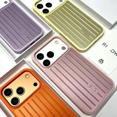 Luxury Luggage Aluminum Alloy Metal Phone Case for IPhone18 17 Pro Max 16 15 14 3D Corrugated Stripe Back Silicone Bumper Cover with Gift Box
