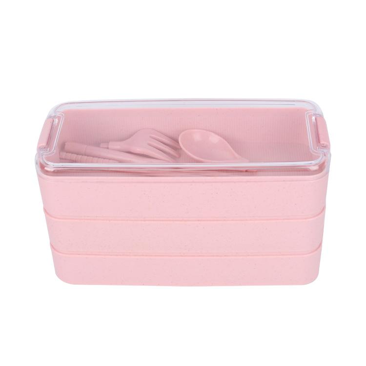 

Large-Capacity Double-Layer Sealed Lunchbox with Cutlery for Office Workers бежевый