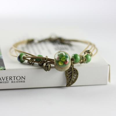 Forest Series Plant hand-kneaded Ceramic Adjustable DIY Bracelet For Women Gift Jewelry #CZ501
