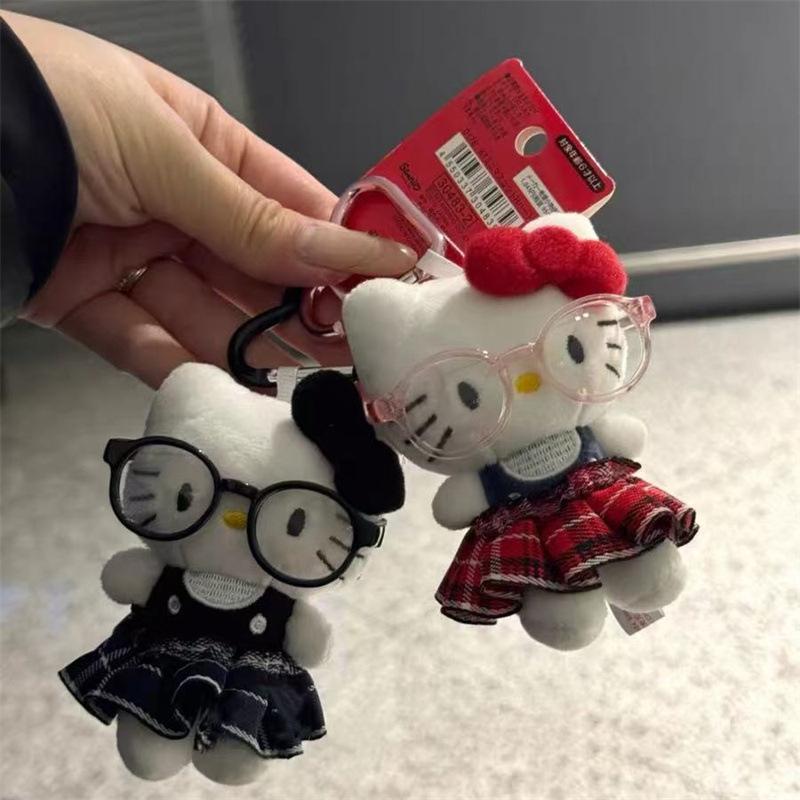 Cartoon Plush Sanrio Hello Kitty Keychain Pendant Cute Stuffed Doll Key Ring Exquisite Creative Backpack Decoration Accessories