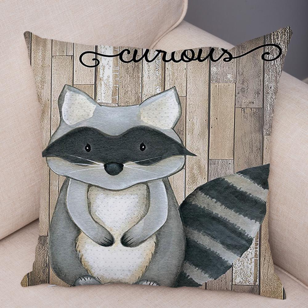 45x45 Cm Colorful Nordic Fox Owl Pillowcase Decorative Squirrel Pillowcase