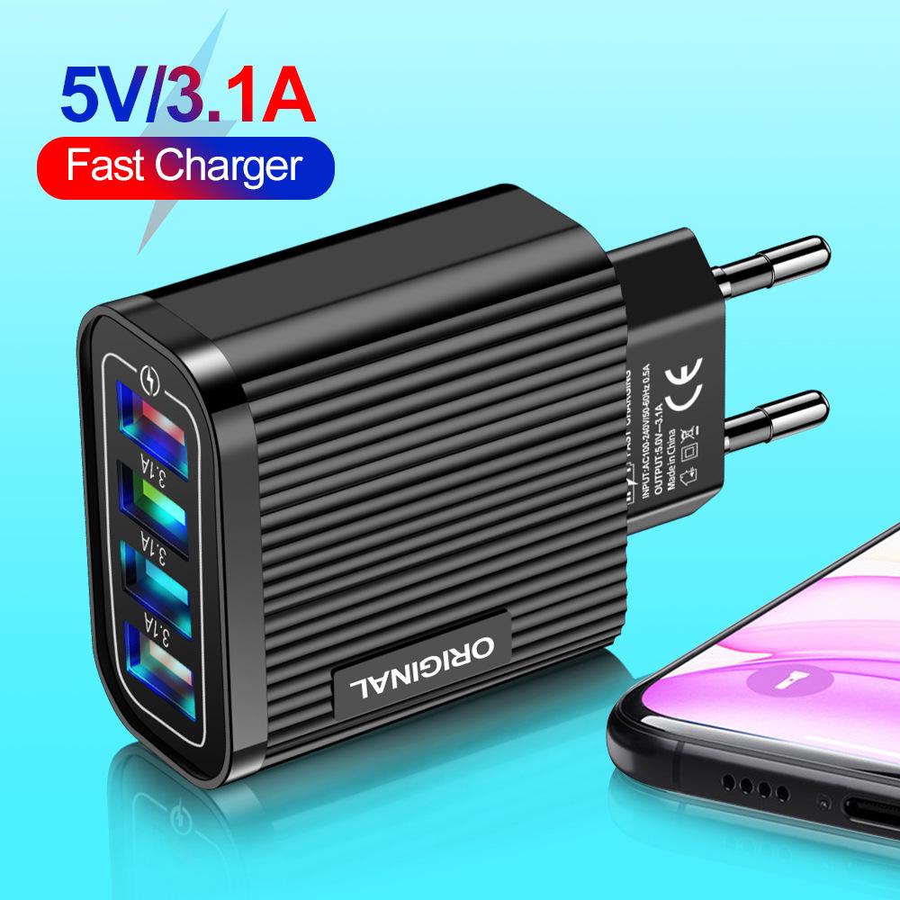 

Luminous 4-USB Mobile Charger: European & American Standards for Phones & Tablets Deluxe Package +1 Yuan