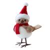 Cute Fluffy Plush Foam Bird Christmas Tree Ornament Simulated Bird Figurine with Red Hat And Scarf for Christmas Tree Mantel Desk Decoration