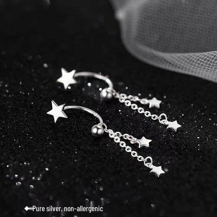 925 Sterling Silver Star Earrings - 2023 Women's High-End Light Luxury Stud Jewelry