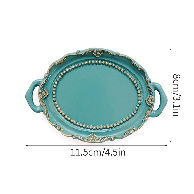 Classical Round Dessert Jewelry Necklace Earrings Storage Tray Resin Dish Plate Photo Props Room Aesthetic Decor Accessories