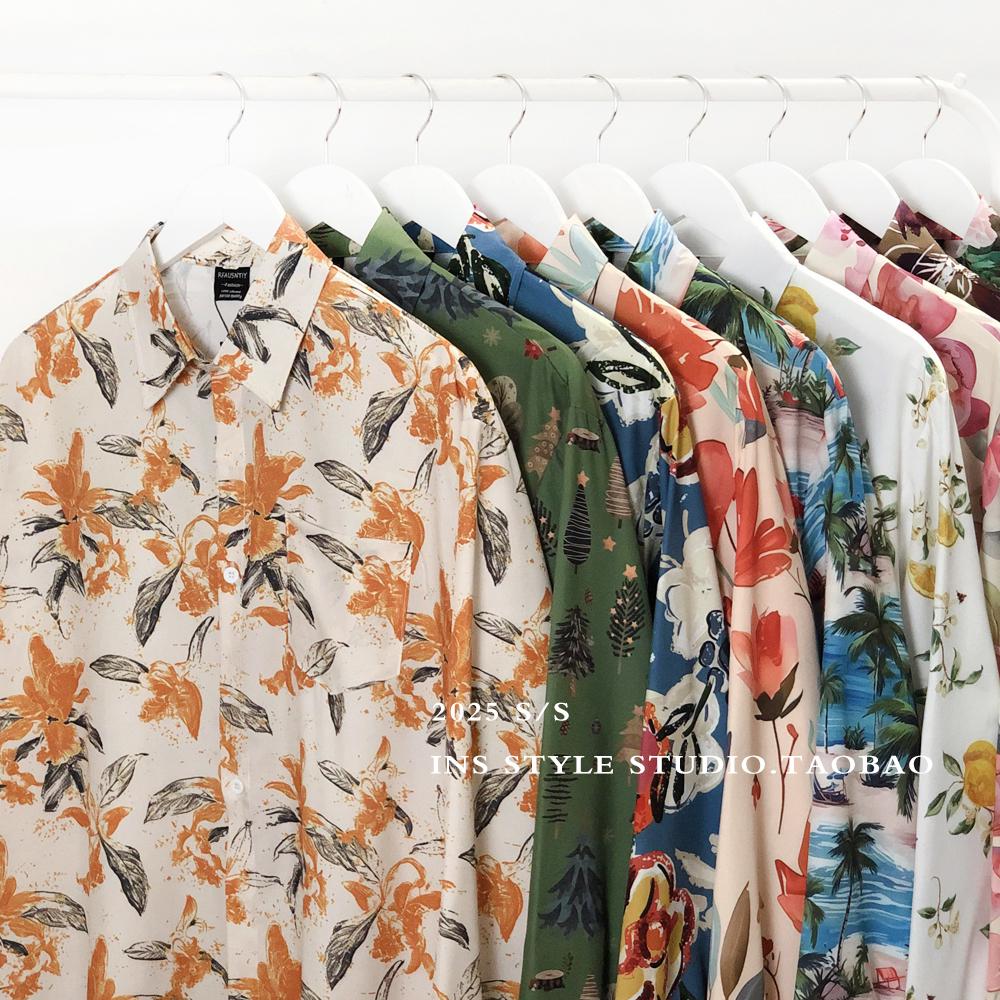 Men's Long Sleeve Hawaiian Coconut 3D Print Beach Shirt