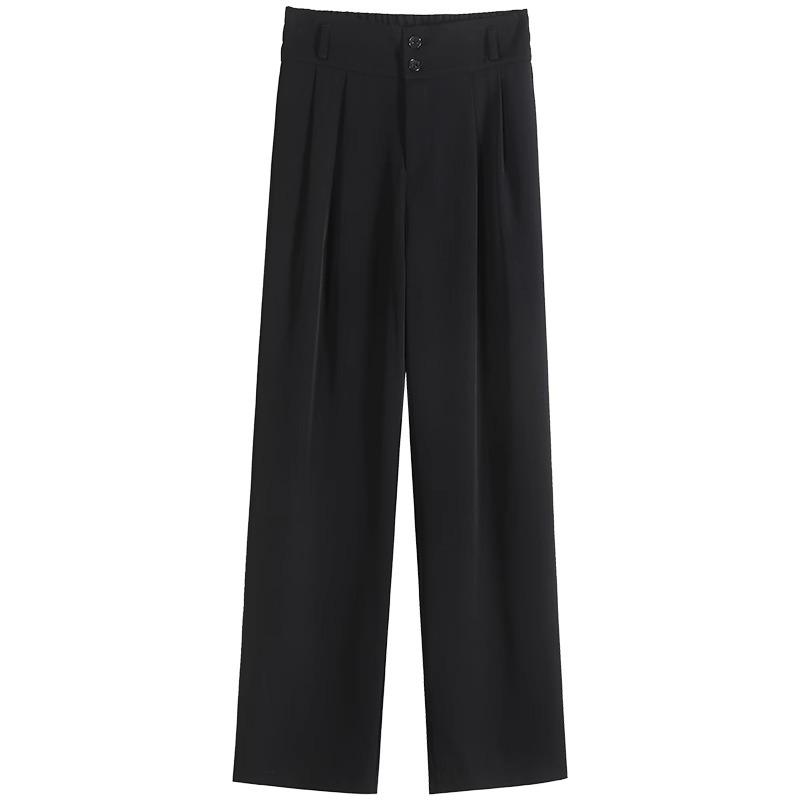 Women's Fleece-Lined Slim-Fit Wide-Leg Pants: High-Waisted, Sleek, and Stylish for Spring/Autumn