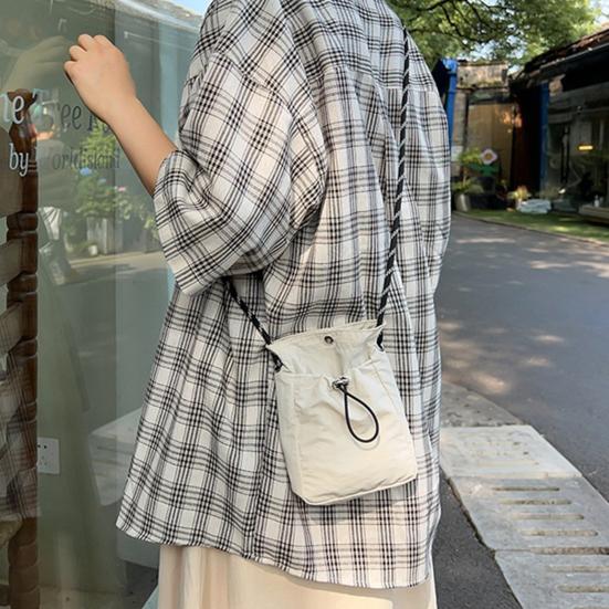 Crossbody Bag with Drawstring Casual Shoulder Bag Small Square Sling Bag Crossbody Mobile Phone Bag for Travel Shopping