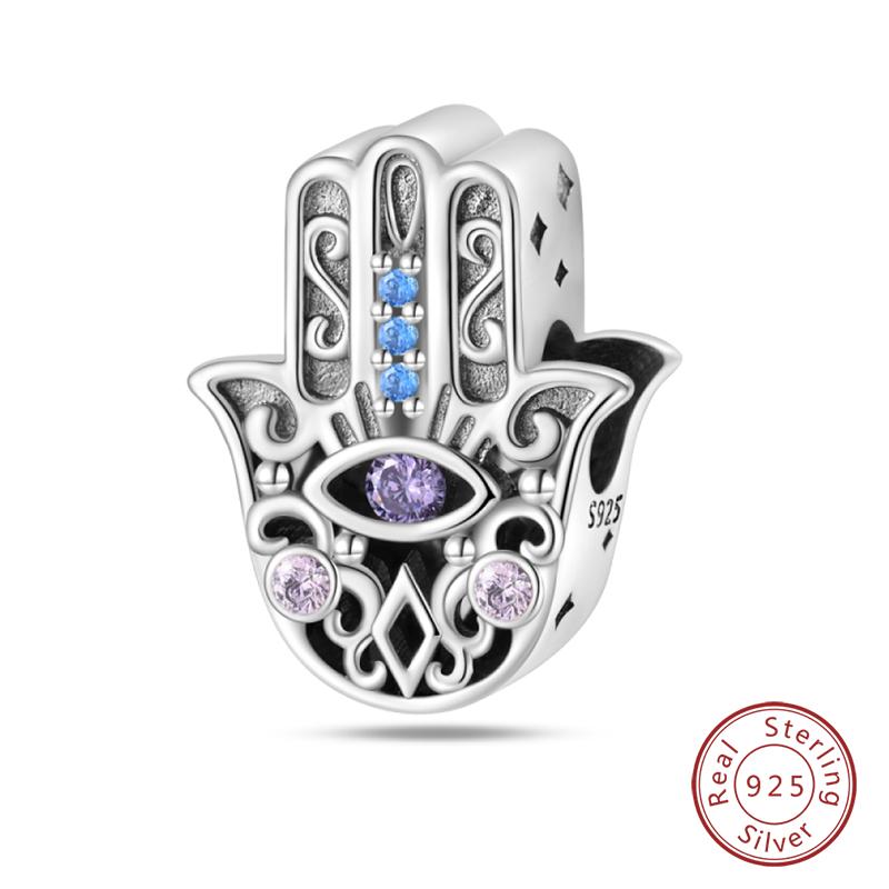 Copper Classic Purple Retro Heart Shape Lotus Angel Pattern Charms Beads Fit Qikaola Original Bracelets Diy Jewelry