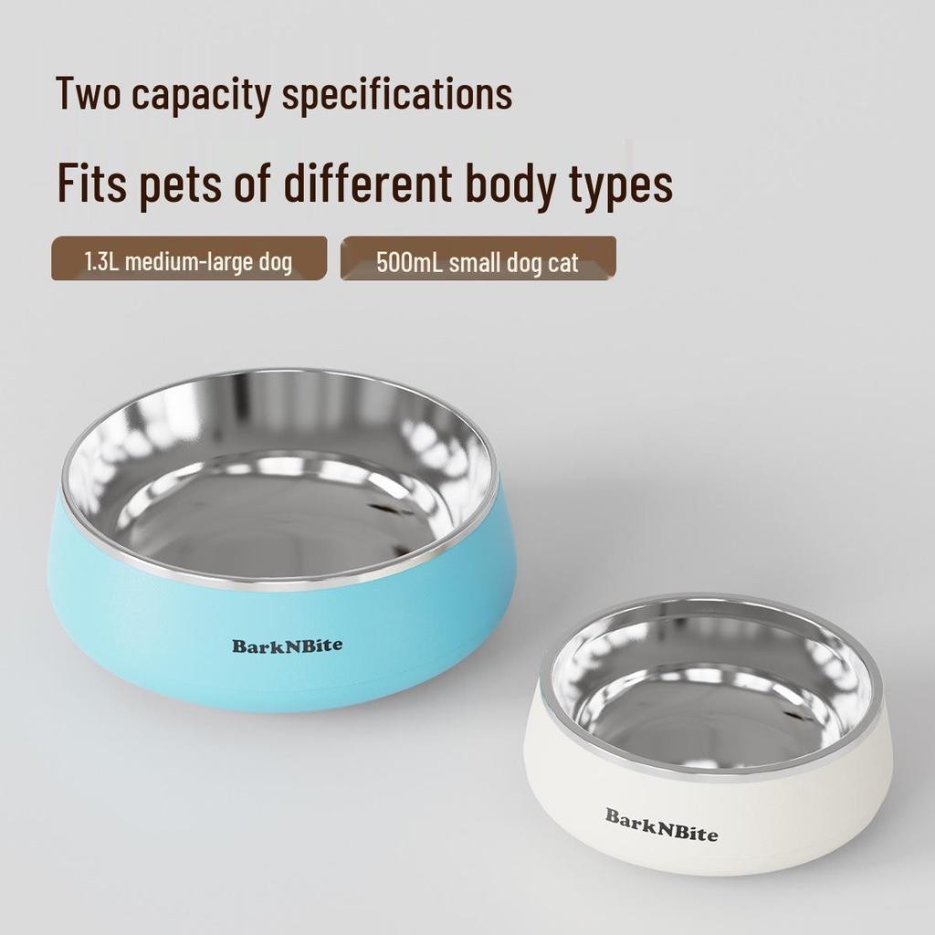 Lake Blue Anti-Tip Stainless Steel Dog Bowl for Medium & Large Pets with Slow Feeder