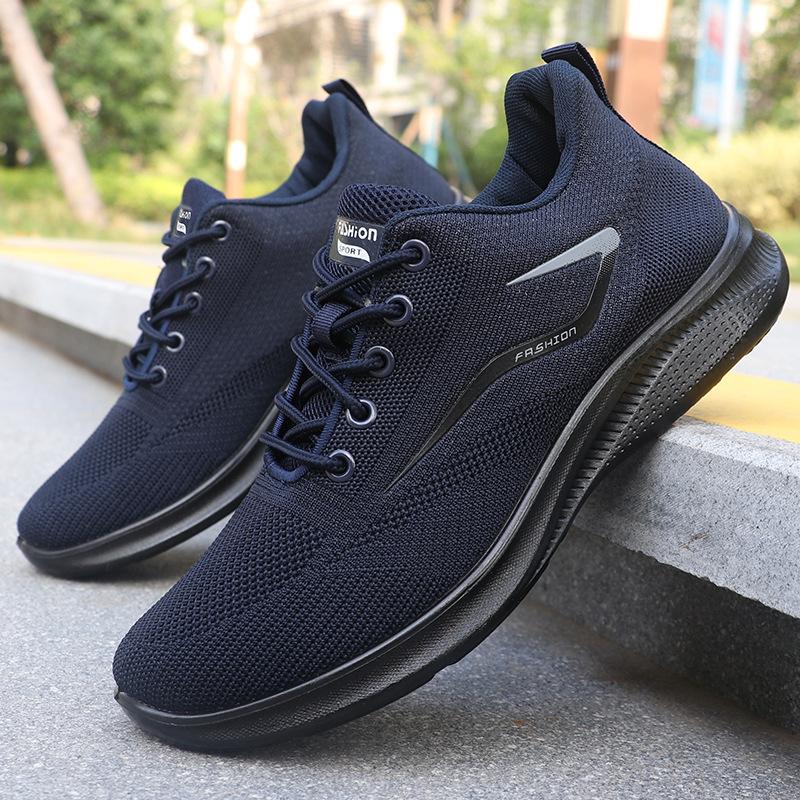 Létající tkané pánské boty jaro hs pánské ležérní boty polyuretanové prodyšné síťované tenisky pánské