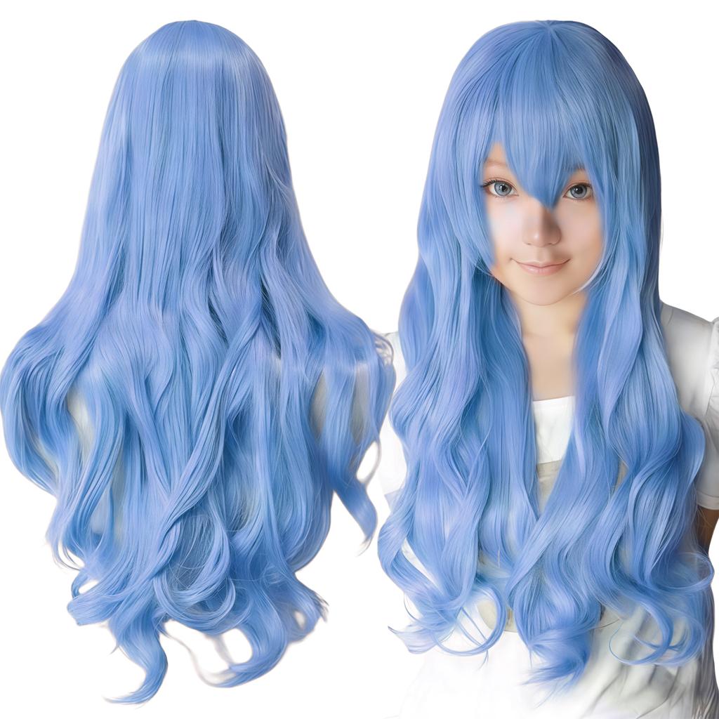 Synthetic Hair Forest Green Lolita Cosplay Wig Curly Sailor Pluto Anime Wigs Tsuyu Asui Halloween Costume Wig for Girl