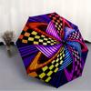 1pc Checkerboard AbstractArt Automatic Open/close Folding Umbrella, Compact Portable Travel Umbrella, Perfect Birthday/Christmas, Cute Umbre
