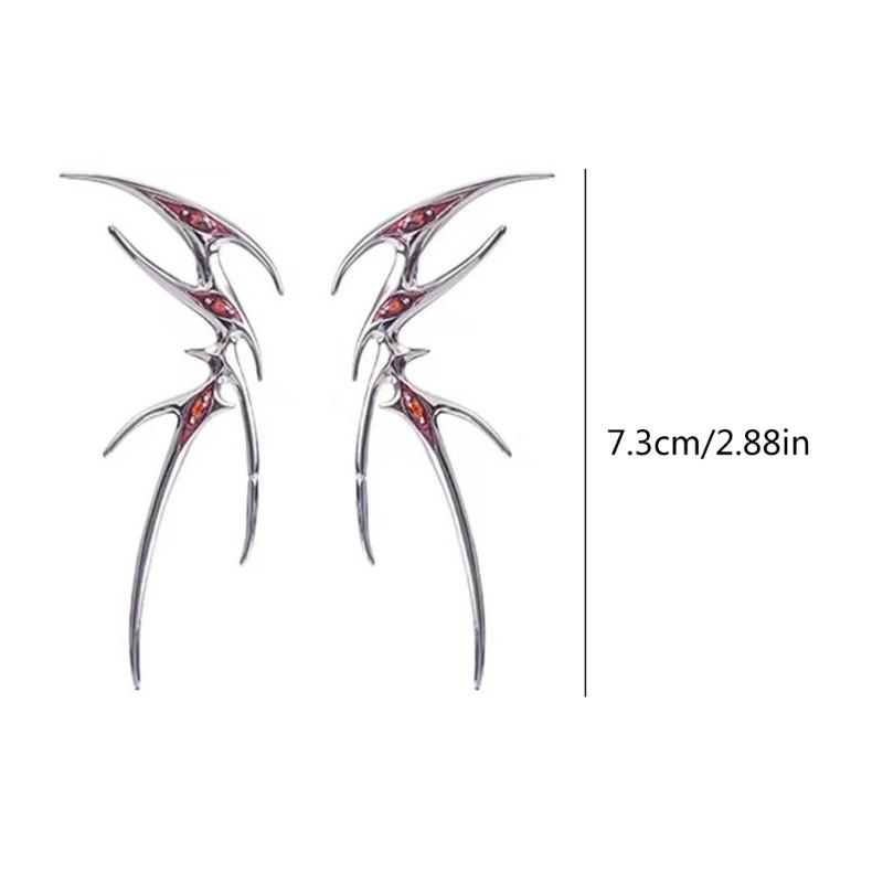 Gothic Blood Butterfly Ear Cuff Enamels Ear Bone Clip Punk Cool Earrings Irregular Metal Nonpiercing Earring for Women