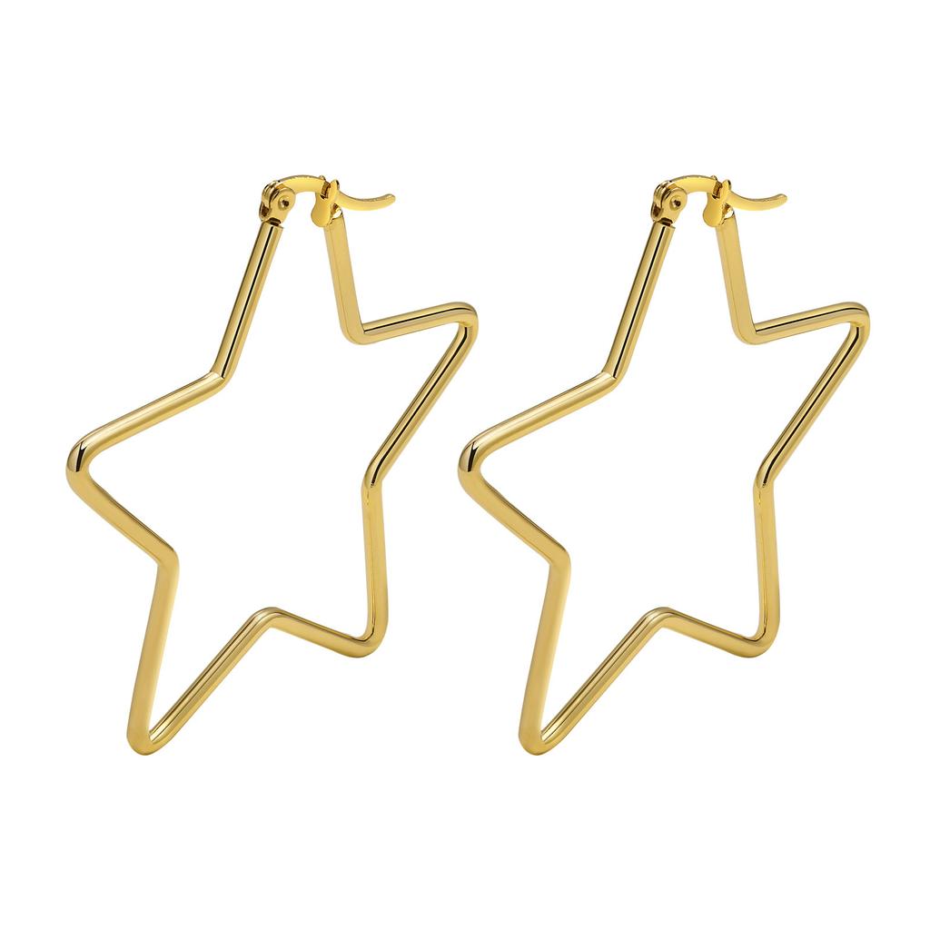 New Stainless Steel Gold Color Geometric Square Hoop Earrings for Women, Minimalist Chic Metal Ear Clip Gifts Trendy Jewelry
