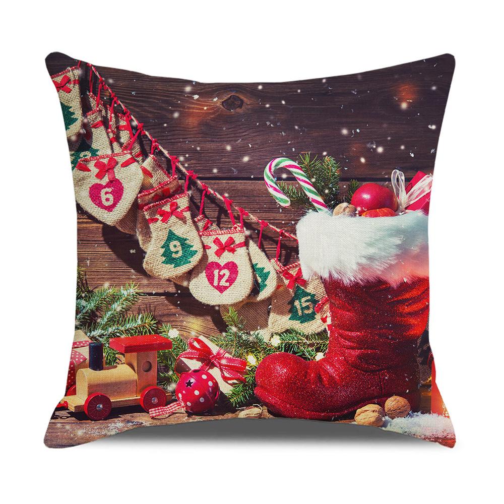 Weihnachtskissen Aquarell Cartoon Leinen Kissenbezug Europäischer Stil Nachttisch Kissenbezug Neuer Wohnstil