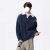Men's Retro Knit Polo: Stylish Lapel Two-Piece Sweater in Casual, Luxurious Style.
