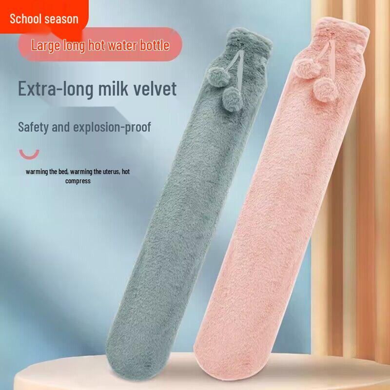 Long Plush Hot Water Bottle - Multifunctional Hand Warmer & Belly Pack, Explosion-Proof, Essential for Girls' Bedding