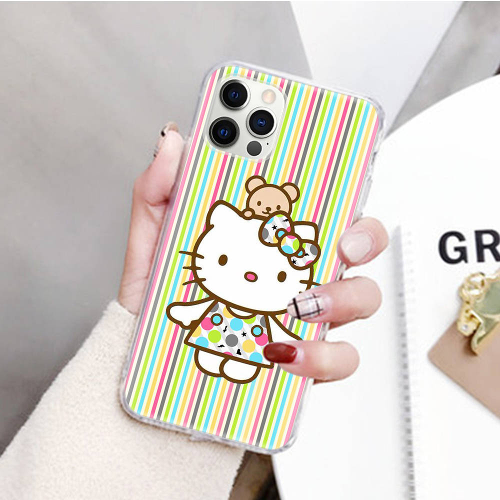 JZ21 Lovely Cartoon Hello Kitty dėklas, skirtas Samsung A04 A14 A23 M33 M53 Realme 10 9 C35 C55 VIVO Y02 X80 Infinix Hot 30 Note 11 Tecno Spark 8P Pro