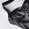 Sexy Street Style Leder-Neckholder-Top - Einfarbig, Tief ausgeschnitten Trendige Kleidung