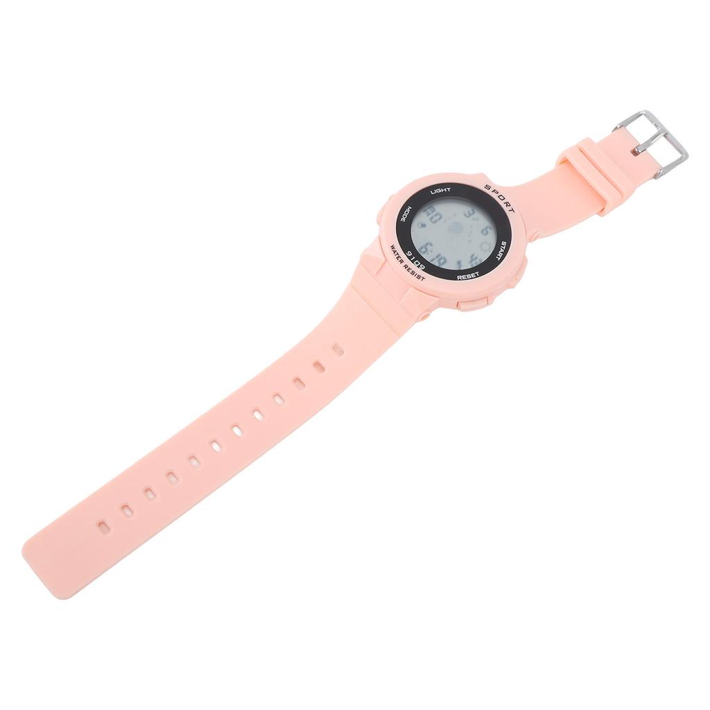 Kids Watch Waterproof Fashionable Luminous Alarm Multifunctional Electronic Watch for Outdoor Sports Light Pink