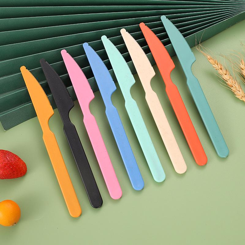 Portable Wheat Straw Cutlery Set: Reusable Fork, Knife, and Spoon for Students and Travel