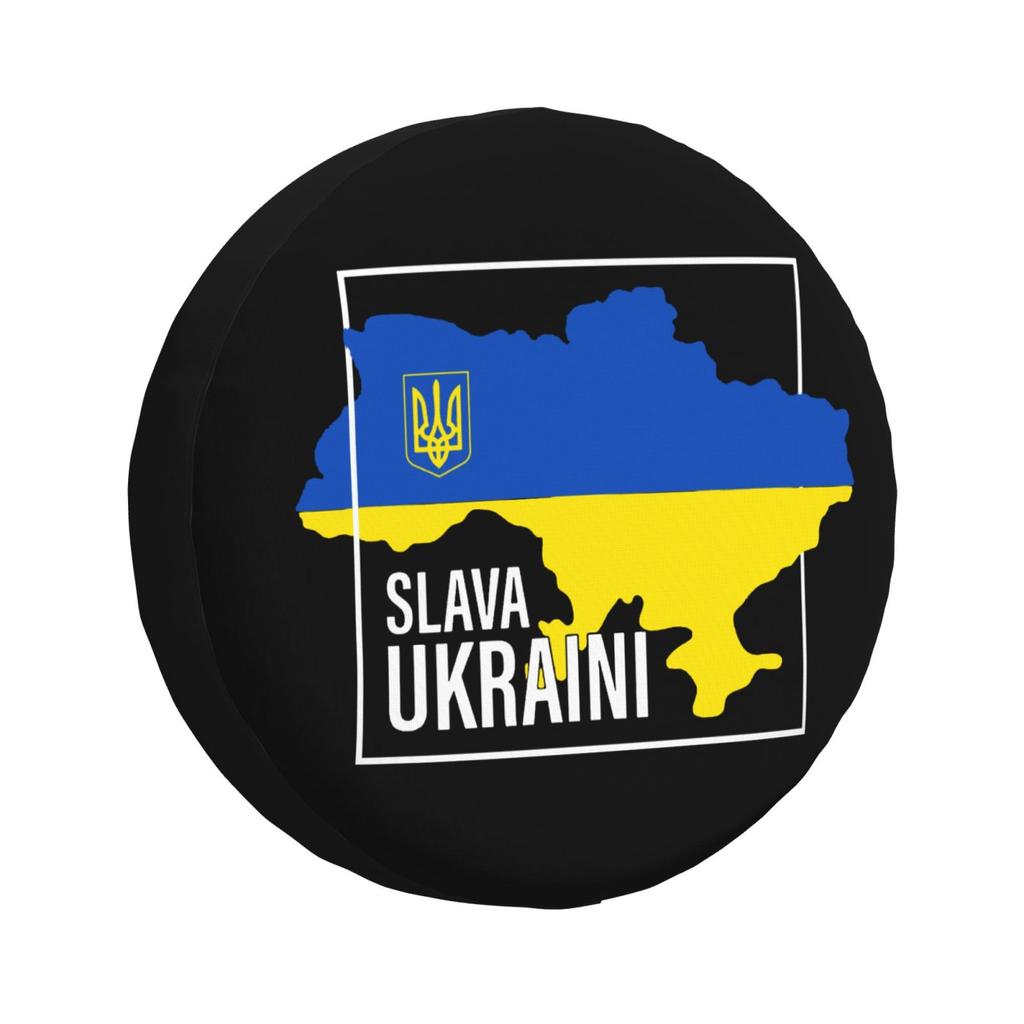 Ukrainian Emblem Pattern Spare Tire Cover Universal 4WD 4x4SUV Wheel Protection Cover Automotive Parts 14 15 16 17 Inches