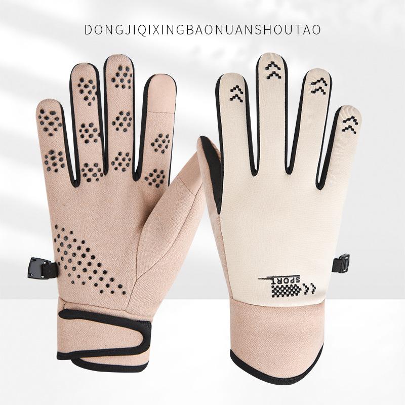 Men and Women Same Style Plush Warm Gloves for Winter Cold and Windproof Outdoor Sports Anti Slip Touch Screen Riding Gloves