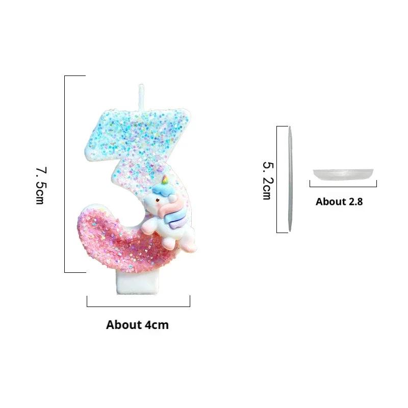 Unicorn Birthday Candles 0-9 Number Pink Blue Cake Candle Fashion Cartoon Anime Topper Party Cute Decoration Animal