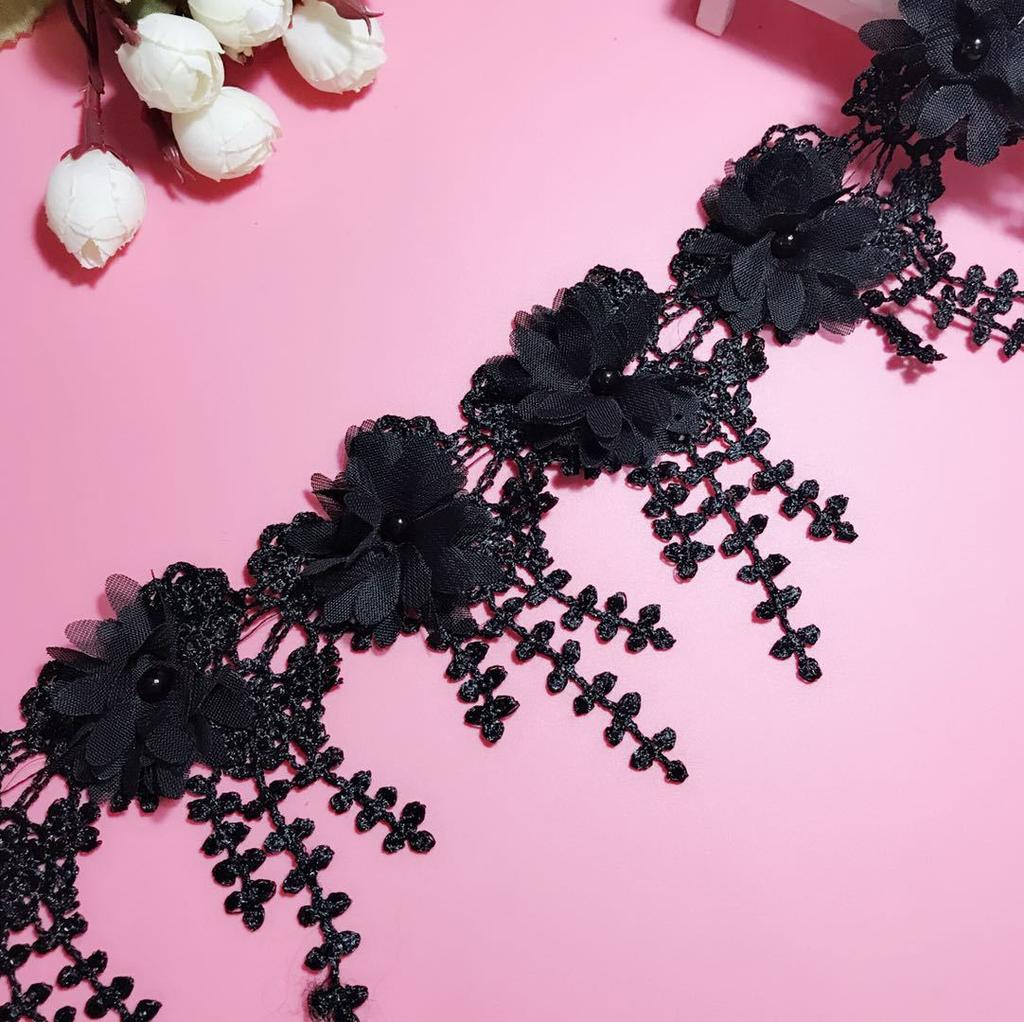 Polyester Light Water-Soluble Barcode Chiffon Burnt Flower Beads Flower, Corn Whisker Fringed Lace, Children'S Clothing Women'S Jewelry Diy