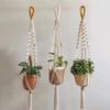 Multipurpose Woven Tassels Hanging Net Nordic Cotton Rope Macrames Plant Hanger for Flower Pot Holder and Home Wall Decors