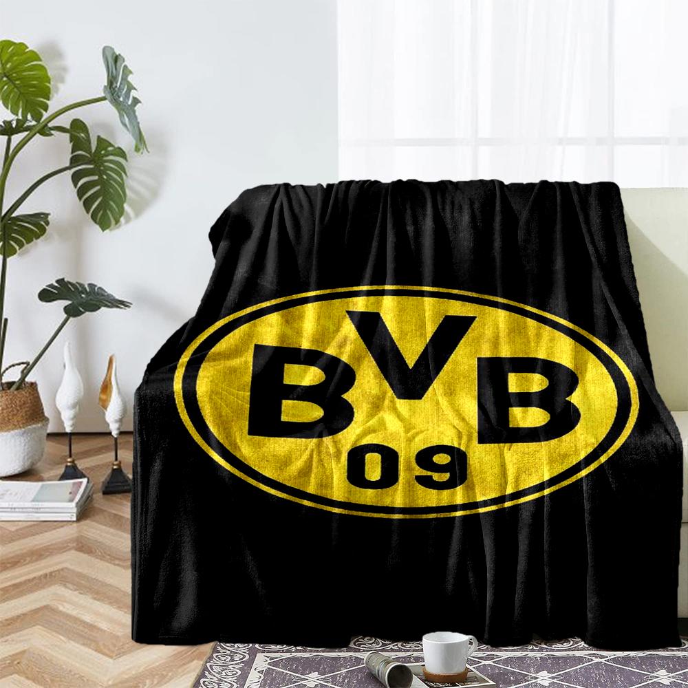 Borussia Dortmund Thema Bedruckte Decke - Perfekt für Sofa, Bett, Reisen & Outdoor-Nutzung | Maschinenwaschbar, Gemütlich & Langlebig.
