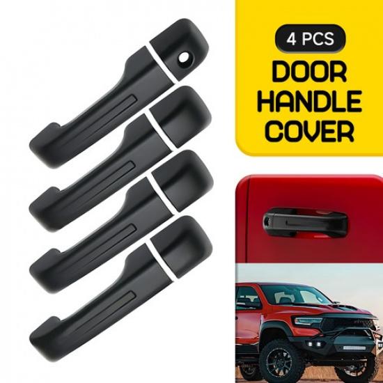 4x Adhesive Matte Black Exterior Door Handle Cover for -2025 Dodge Ram 1500