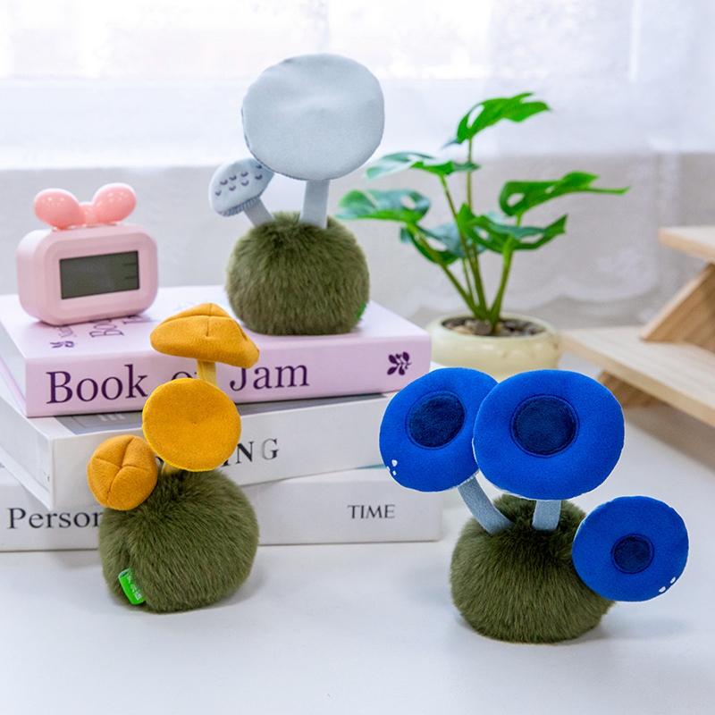 Süßes Pilz-Stofftier Pfifferling & Bambuspilz Kuscheltiere, Kawaii Wildpilz-Kollektion mit detaillierten Lamellen Weich