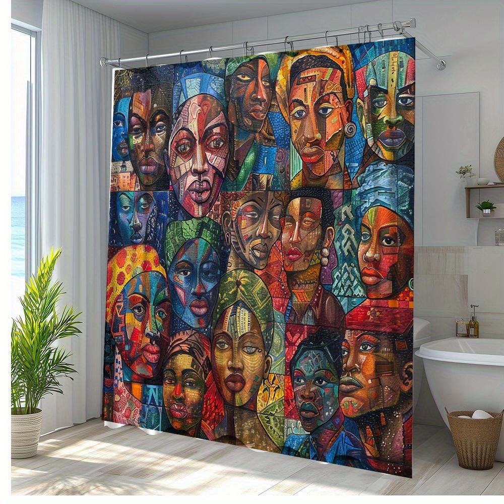 

Водостойкая шторка для душа с принтом ярких культурных лиц для ванной комнаты, красочный художественный дизайн, высококачественная перегородка для туалета W90XH180cm