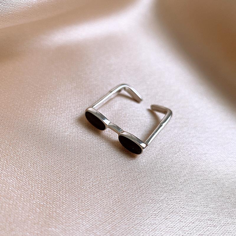 cute, cute, dripping oil glasses, open ring, personality, niche design, index finger ring, simple jewelry for women